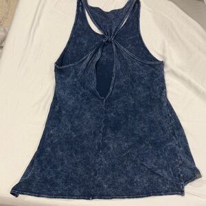 Women's Anthropologie Washed Navy Racerback Tank Top Open Back